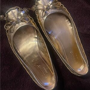 Coach Metallic Gold Flats with Bow